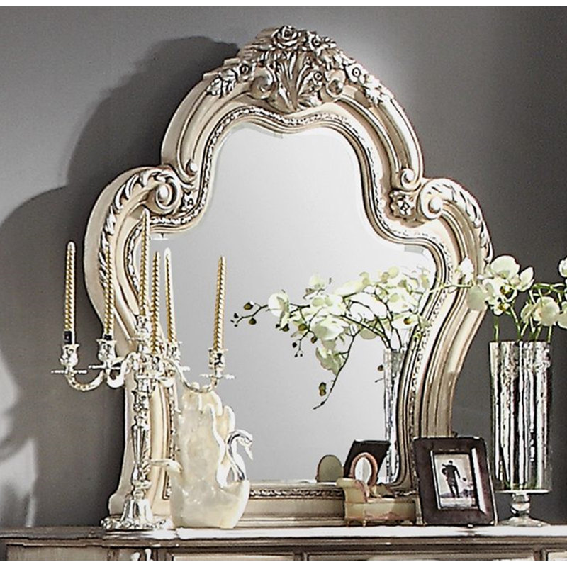 Abilynn Curved Wall Mirror, Vintage Bone White
