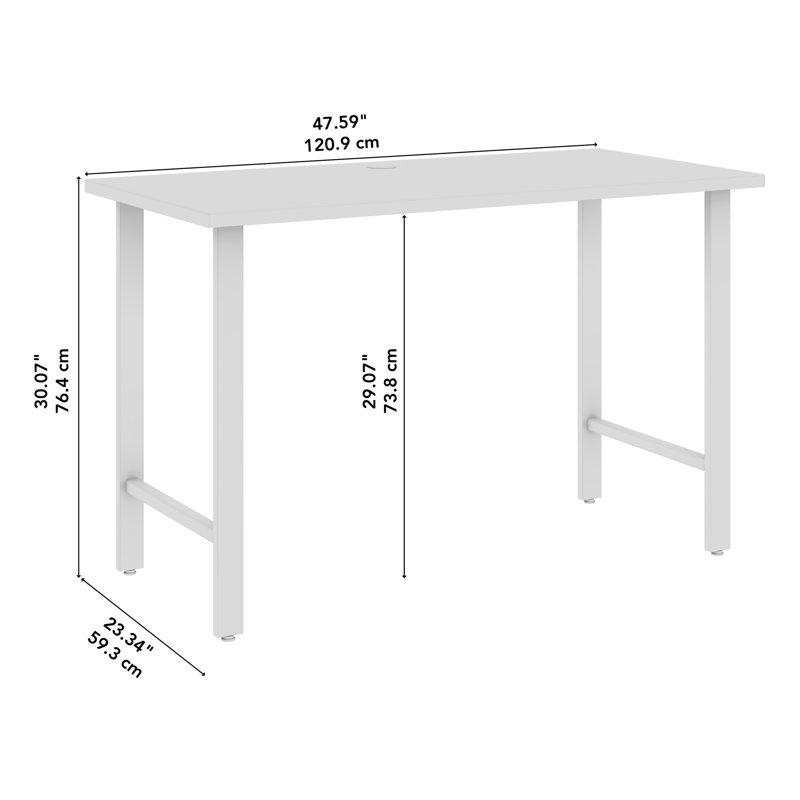 Bureau Hustle, Blanc / blanc, H 30,07 po x l 47,59 po x P 23,34 po