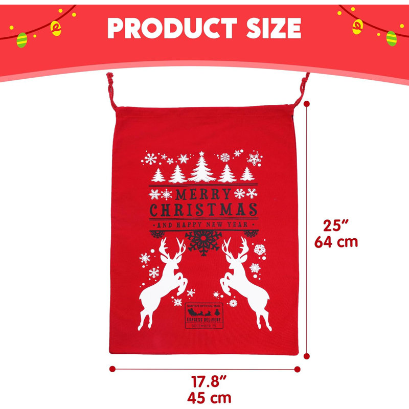 3 Packs 26"x19" Christmas Canvas Gift Bags