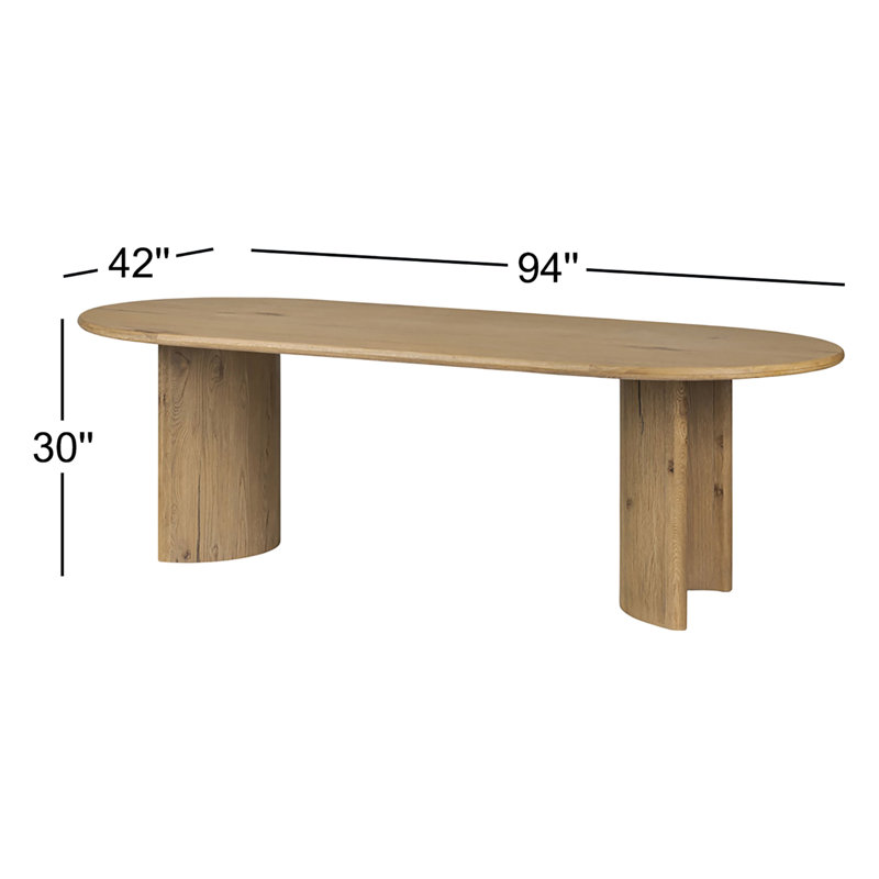 Paden Oval Dining Table, Worn Oak Veneer, 30" H x 94" W x 42" D