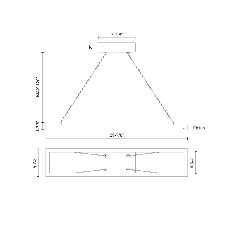 White Aluminum Dimmable LED Rectangle Chandelier