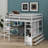 Full Size Loft Bed With Built-In Desk, Comes With Two Drawers, Storage Spaces, And Extra Drawers
