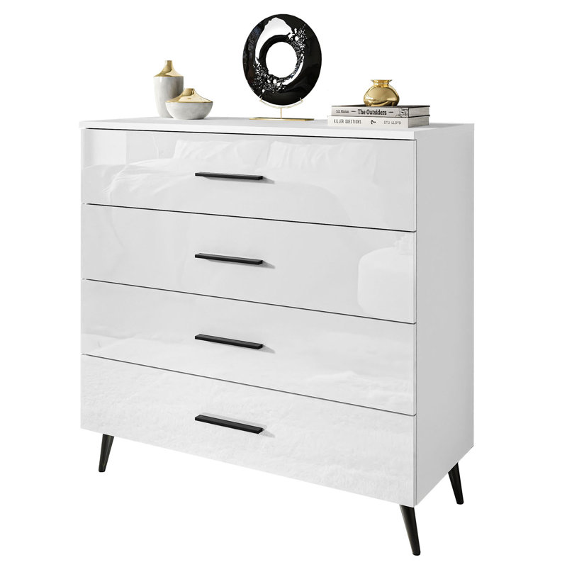 Ammie-Leigh 4 Drawer 95cm W Dresser, White/Black