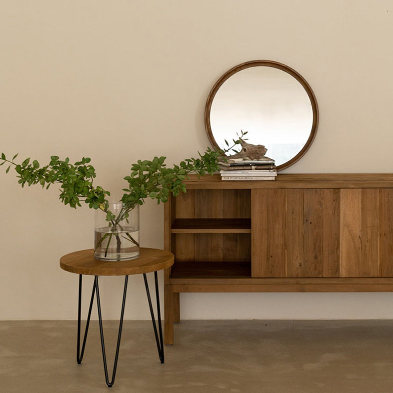 Meuble télé en bois d'orme massif avec portes coulissantes, H 31,49 po x L 62,99 po x l 17,71 po