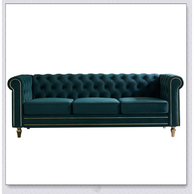 Chesterfield Velvet Sofa With Elegant Design For Living Room, Combining Comfort And Style In A Luxurious Seating Solution