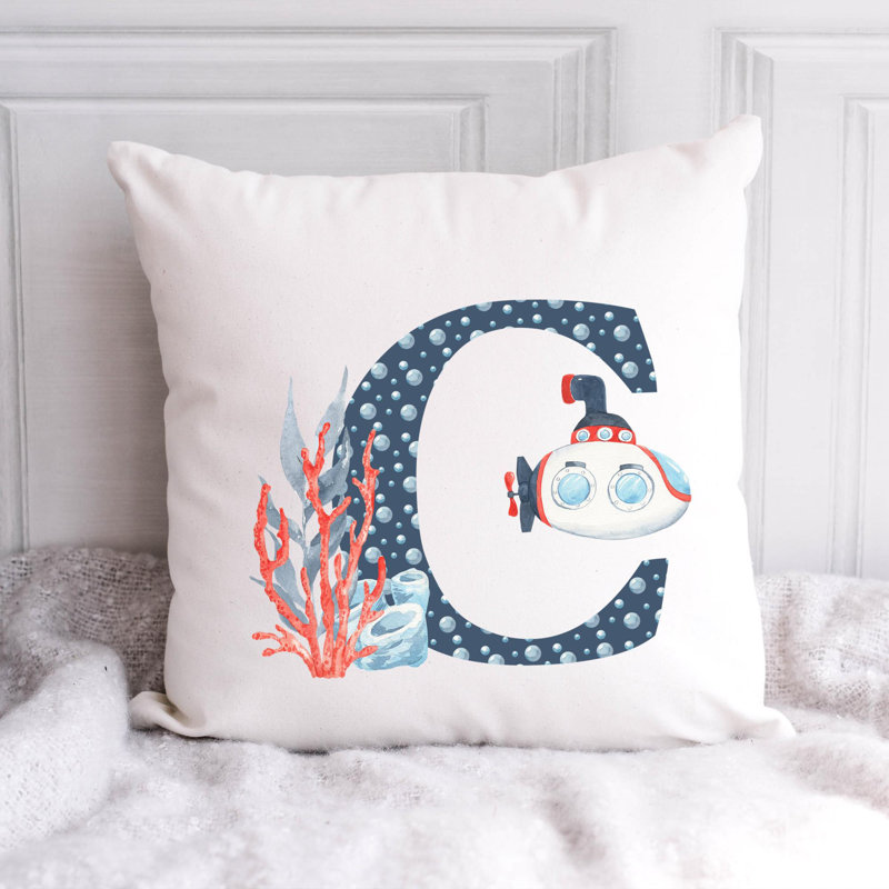 Nautical Sea Life_94 - Coussin décoratif inclus, H 16 po x l 16 po