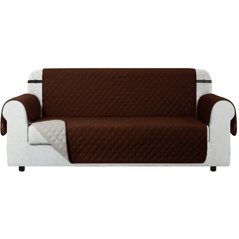 Housse de canapé pour canapé à 3 coussins, housse de canapé antidérapante pour chiens, housse de protection de meuble avec sangles élastiques en mousse pour chat (canapé XL, chocolat)
