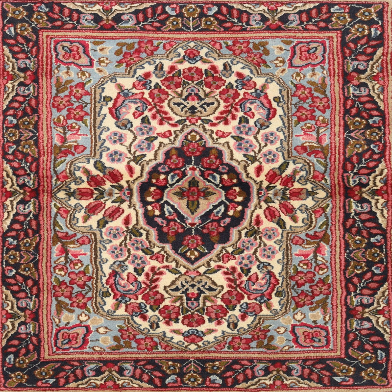 Tapis oriental noir / rouge Jadene, Carré 6 pi