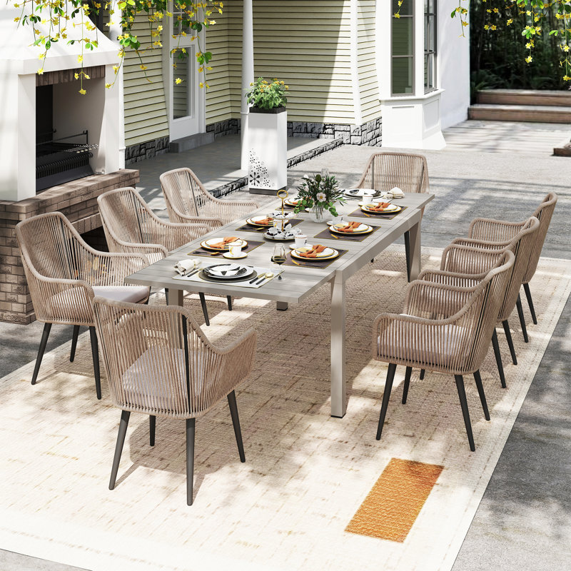 Ensemble repas d'extérieur pour 8 personnes, Gris
