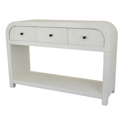 Jack Console Table, White Wood, 3 Drawers And Bottom Shelf, 47 Inch