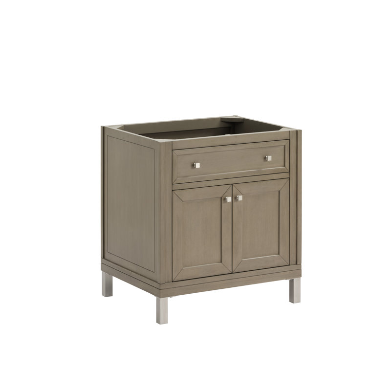 Base de meuble-lavabo simple l 30 po Chicago, Noyer murmure, Nickel satiné