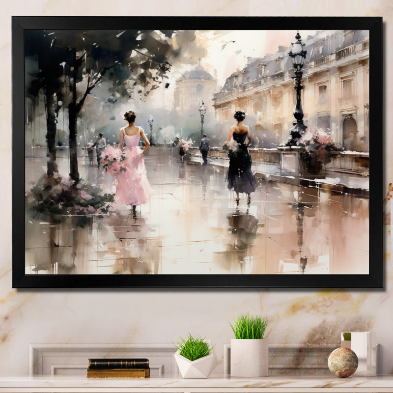 Impression sur toile Fashion Impressionist Elegance I, Cadre photo unique, H 30 po x l 40 po, Noir