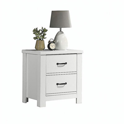 Table de chevet blanche à 2 tiroirs l 21,5 po Cosmo