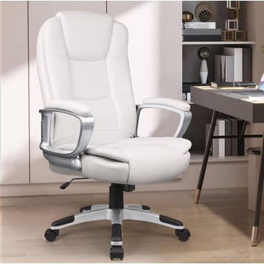 Montes Jett Executive Office Chair, Reclining Backrest, Retractable Footrest The Twillery Co. Upholstery Color: White