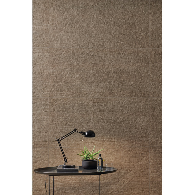 Modern Travertine Ruled 24" x 48" Textured Porcelain Wall & Floor Tile, Brown
