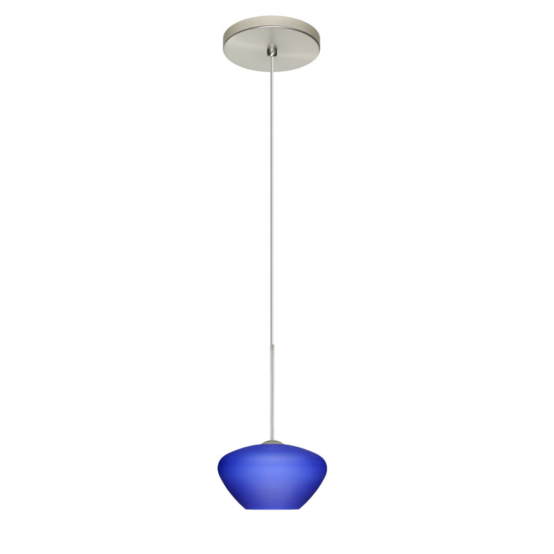 Luminaire suspendu géométrique à 1 lumière Srinivas, Halogène, Nickel satiné, Bleu mat