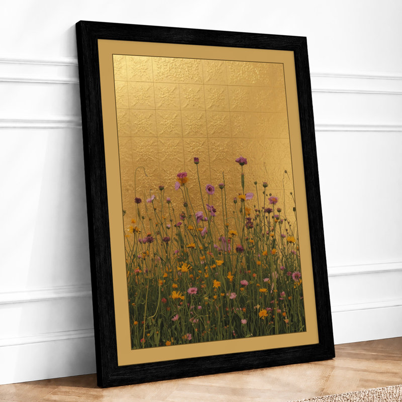 Wildflower Meadow Botanical - Framed Print, A2 - 59.4 x 42.0 cm, Black