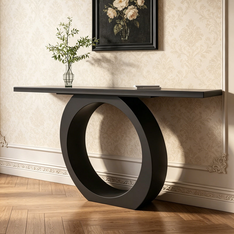 Console en bois massif avec base en anneau
