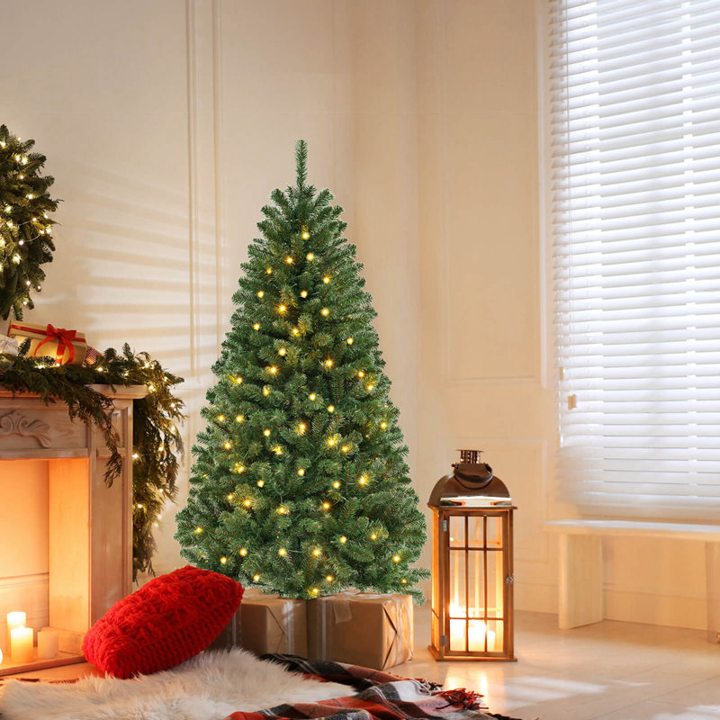Arbre de Noël avec embouts en PVC et gants de lumières à DEL blanc chaud, 6'