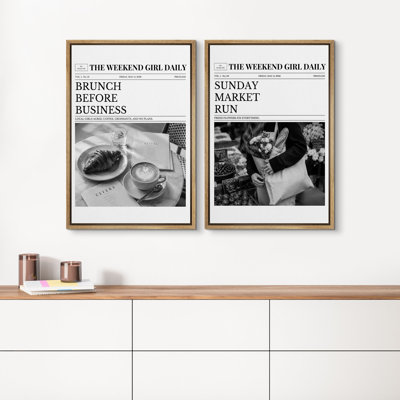 «The Weekend Girl Daily Brunch Market Run Lifestyle Chic», art mural encadré sur toile, 2 pièces