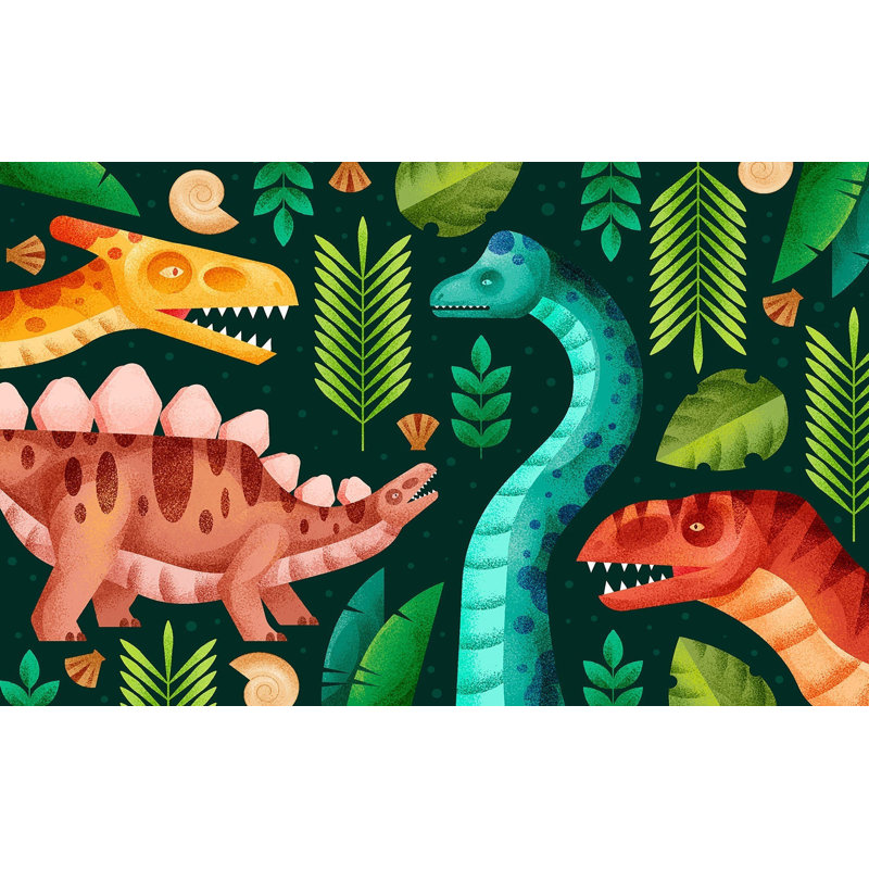 Murale pelez et collez de qualité supérieure - jungle de dinosaures, L 120 po x l 180 po