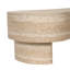 Table basse irrégulière avec plateau rabattable et compartiment de rangement caché