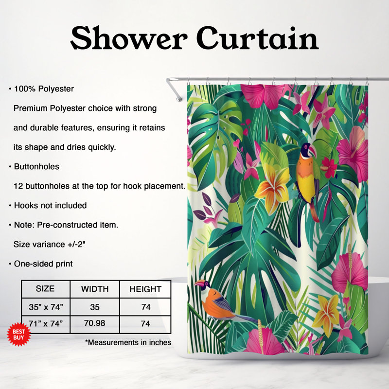Rideau de douche Pink Summer - Premium, H 74 po x l 71 po