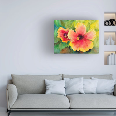 «Bright Colored Hibiscus» par Joanne Porter - peinture sur toile tendue