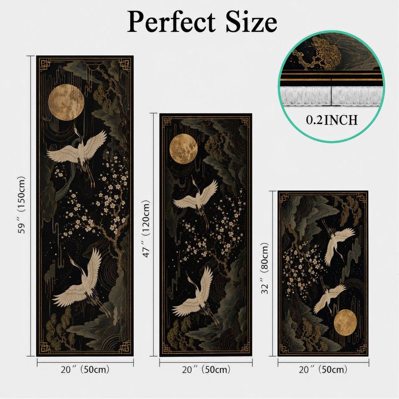 Crane Moon Non-Slip Washable Kitchen Mats