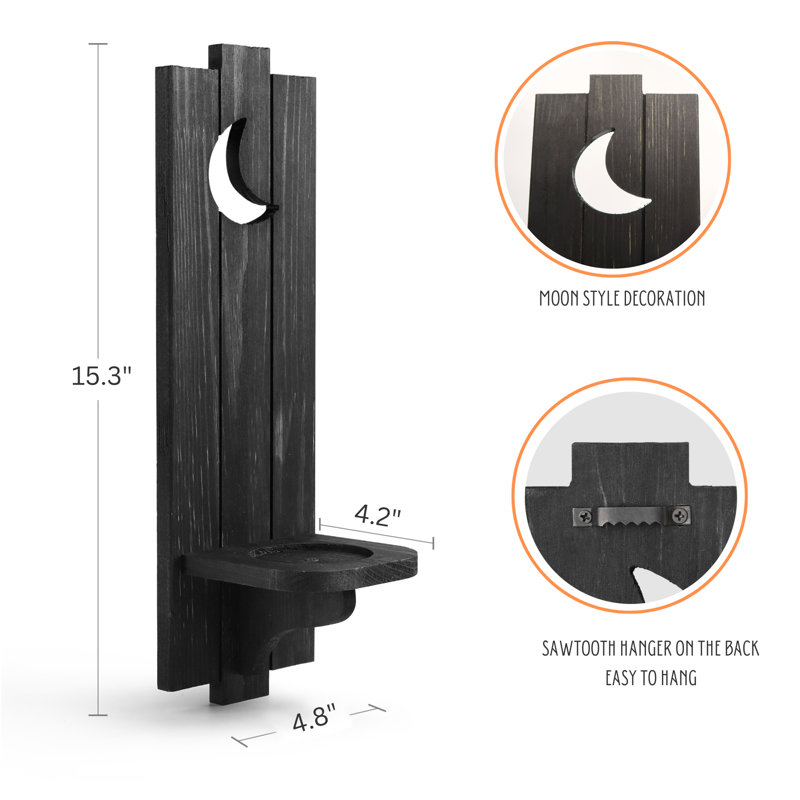 Ensemble d'appliques murales en bois 2 pièces, Noir