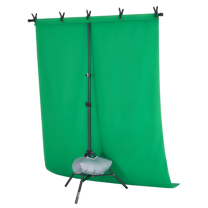 Support de toile de fond, ensemble de support de toile de fond réglable 5 x 6,5 pi, support de fond portable avec 3 barres transversales, support d'écran de projecteur robuste, pour mariage, studio photo vidéo et fête