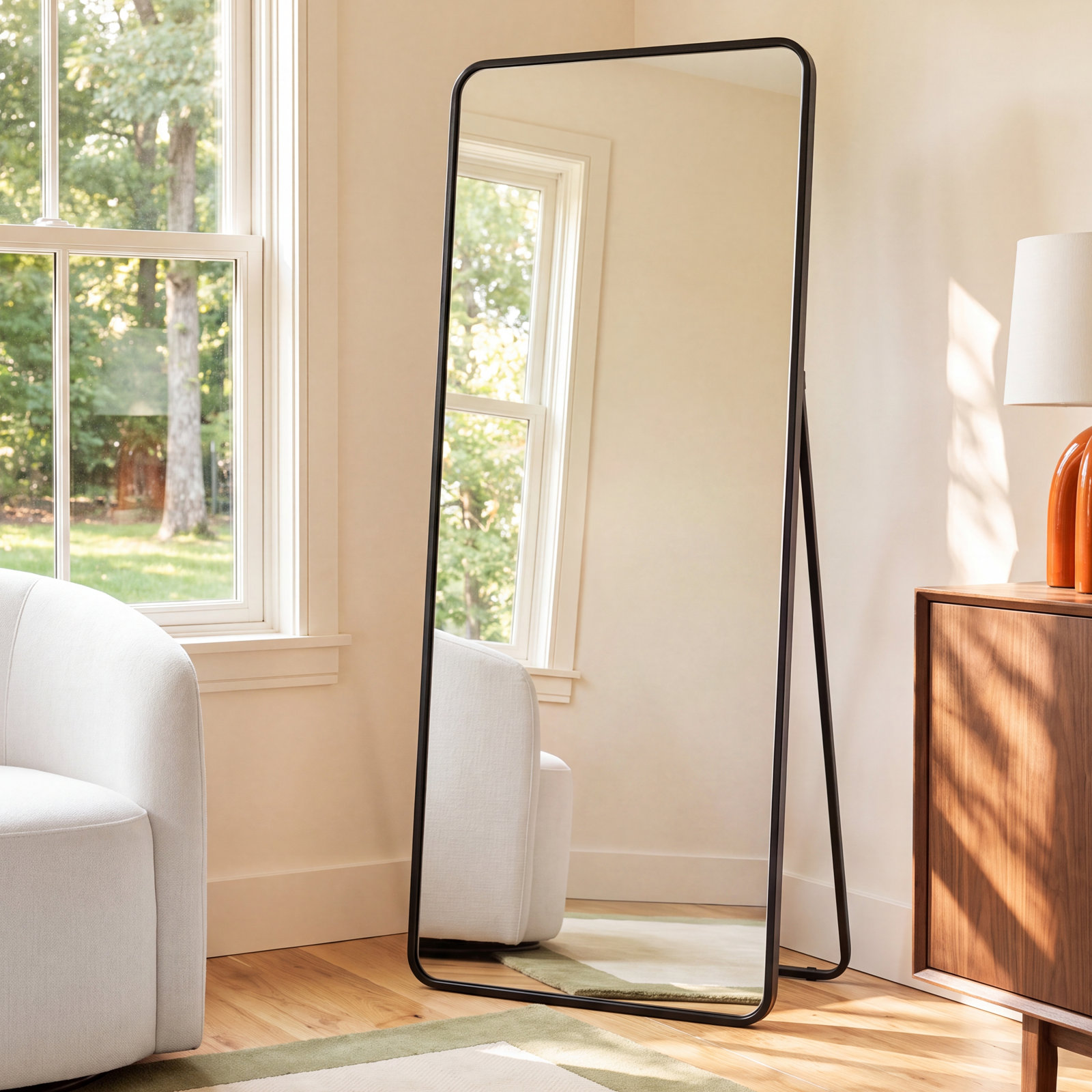 Sabine Full-Length Mirror, Black, 72" x 32"