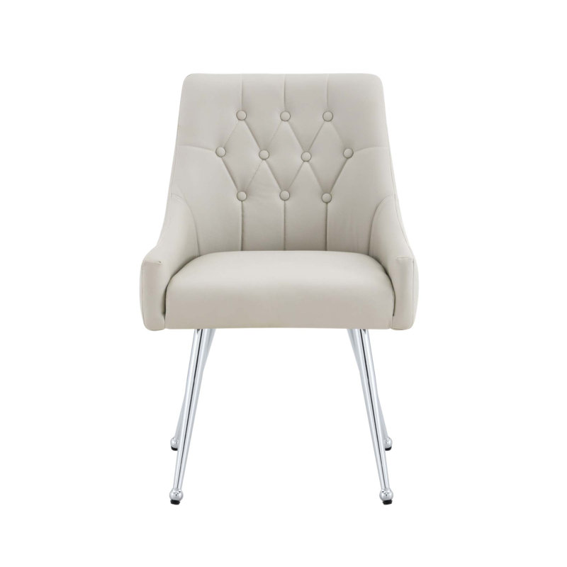 Chaise de salle à manger rembourrée en cuir moderne avec dossier capitonné à losanges - confortable et élégante pour la salle à manger, le bureau et le café (ensemble de 2)