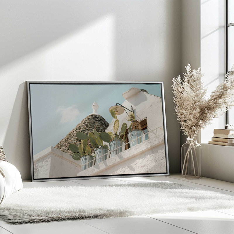 Impression sur toile Cacti Perch, Cadre en chrome poli, H 32,75 po x l 48,75 po x P 1,75 po