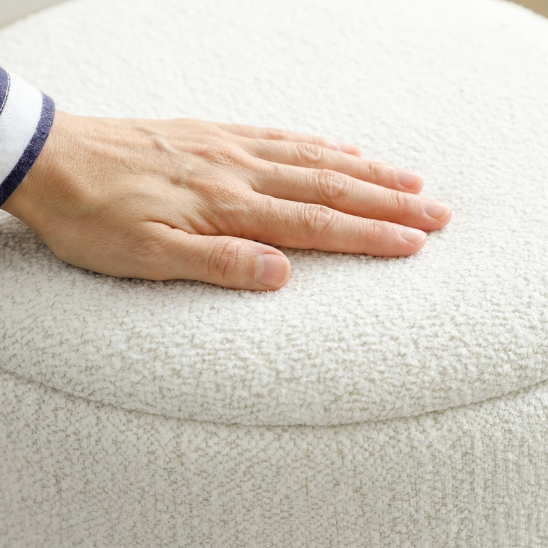 36cm Wide Ottoman, White/Brown