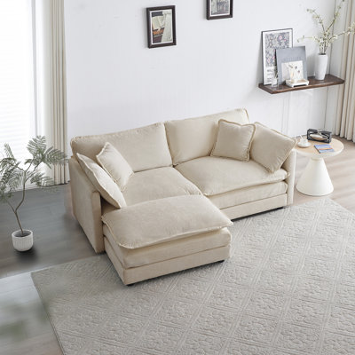 Chenille Two-Seater Sofa With 1 Footrest