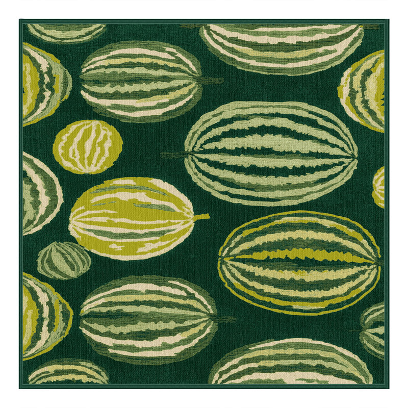  Washable Winter Melon Fruits Area Rug, Carré 4 pi