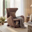 Chaises d'appoint avec rangement, chaise moderne en polyester brun pour la maison