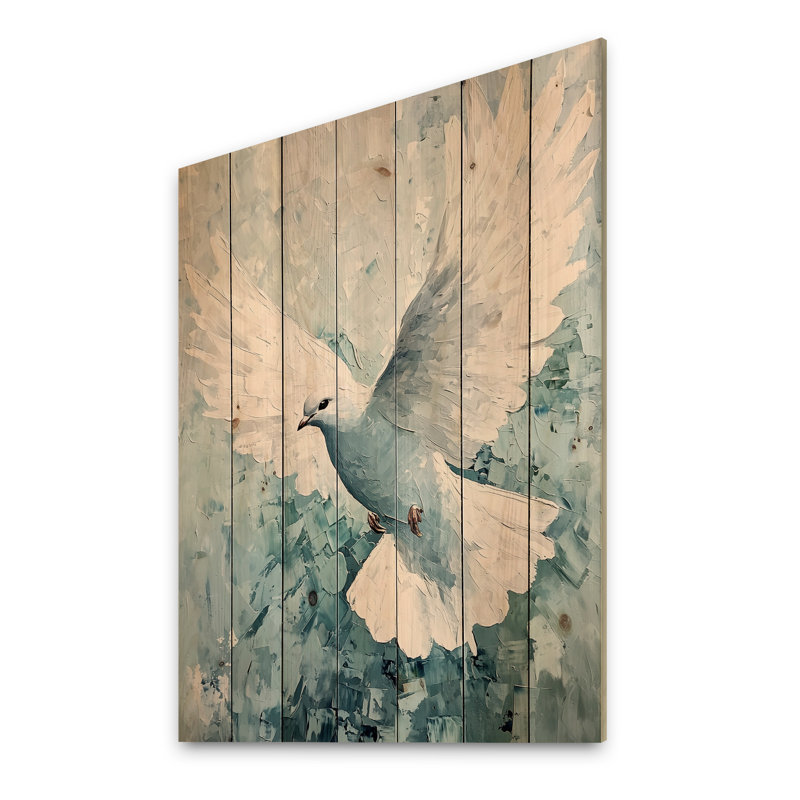 Dove Wings, oiseau mural - décoration murale moderne en bois sur bois de pin naturel, H 40 po x l 30 po
