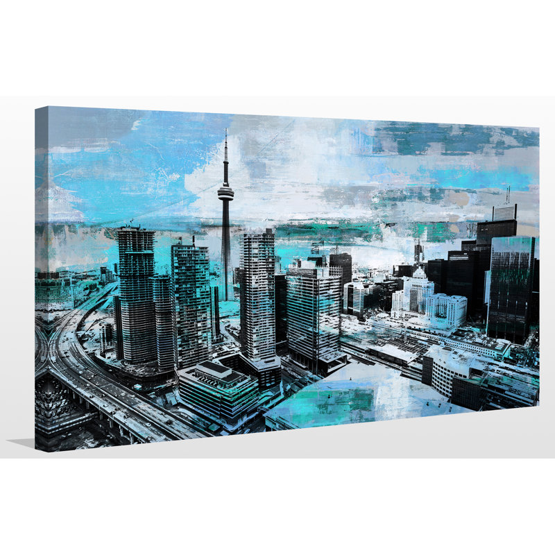 « toronto city view iv », reproduction d’impression sur toile tendue, H 24 po x l 40 po