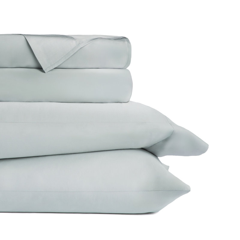 Ensemble de draps 100% rayonne de bambou soyeux, Ensemble de draps pour lit double avec 2 taies d'o, Bleu clair