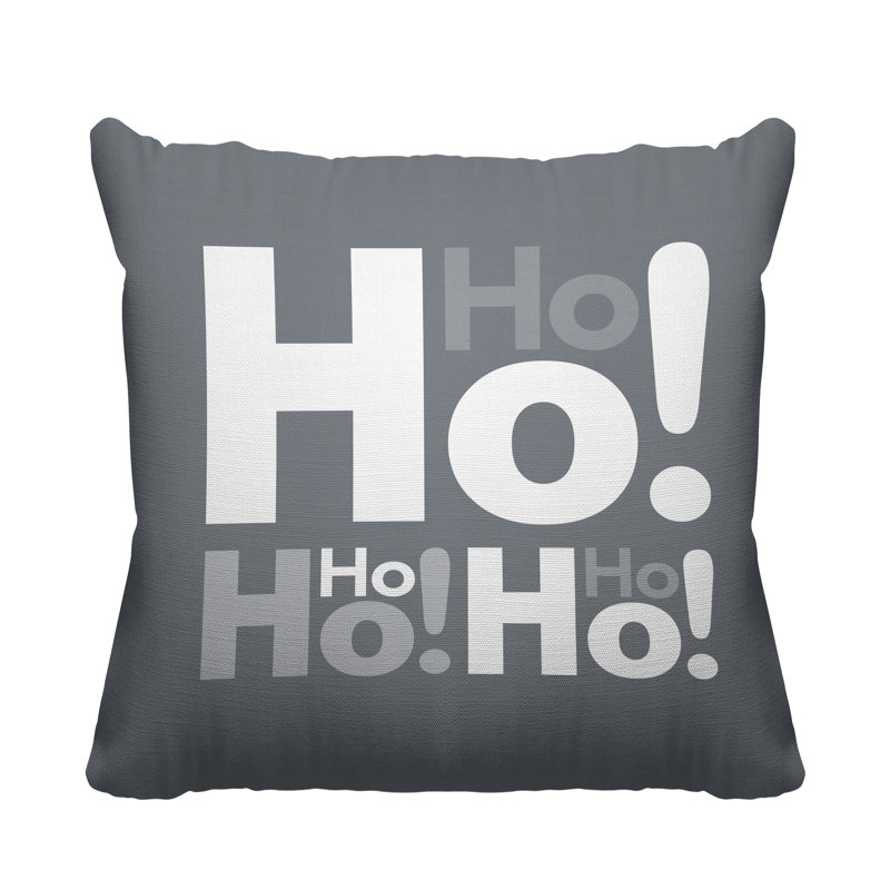 Coussin intérieur / extérieur Hohoho Christmas, Gris, L 15 po x H 15 po