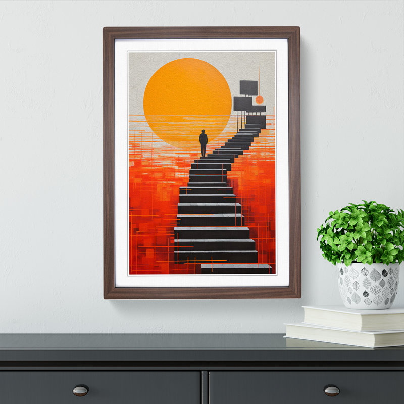Pier Constructivism - Single Picture Frame Print on Wood, Walnut Framed, 64cm H x 46cm W x 2cm D