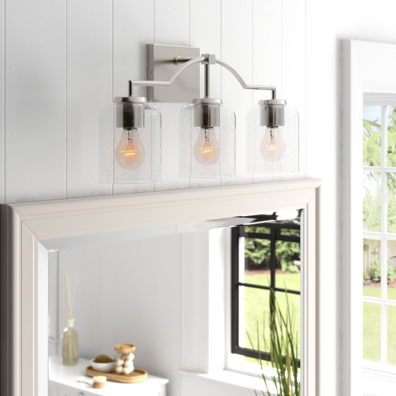 Éclairage pour salle de bain à intensité variable 3 lumières Achen, Nickel brossé
