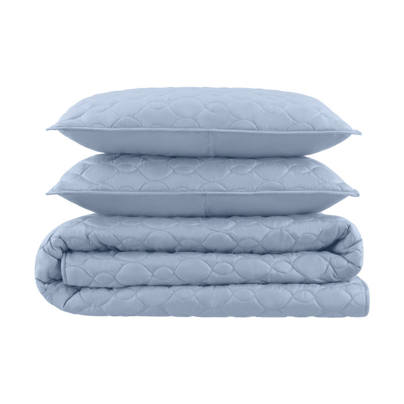 Simply Comfort Solid Quilt Set, King Quilt, Light Blue