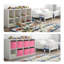  Ensemble de 6 bacs de rangement en tissu avec poignées pliables pour tablettes, rose vif-24793496