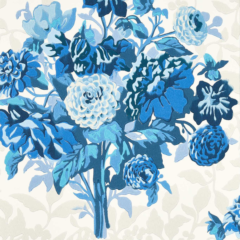 Dahlia Bunch Wallpaper, Lapis