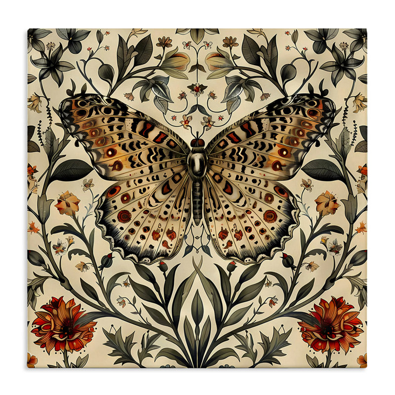 «Baroque Butterfly & Botanicals», art mural sur toile par Walker Noble, H 36 po x l 36 po