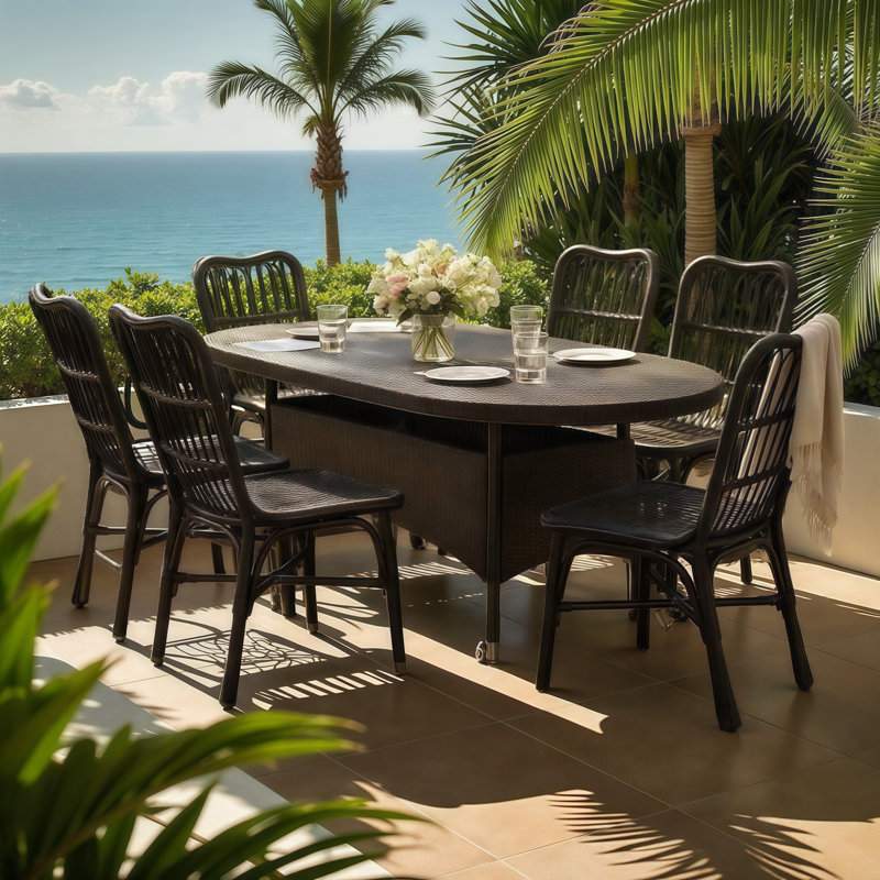 Ensemble repas d'extérieur sophistiqué 7 pièces pour 6 personnes toutes saisons | Patio et jardin, sans chaises d'assemblage