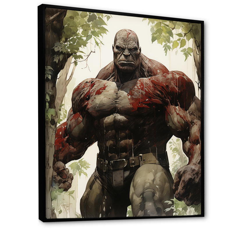 Art géant sanglant «Superhero II - Giants», H 20 po x l 12 po x P 1 po, Cadre flottant noir